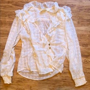 Anthropologie sheer floral boho long sleeved top